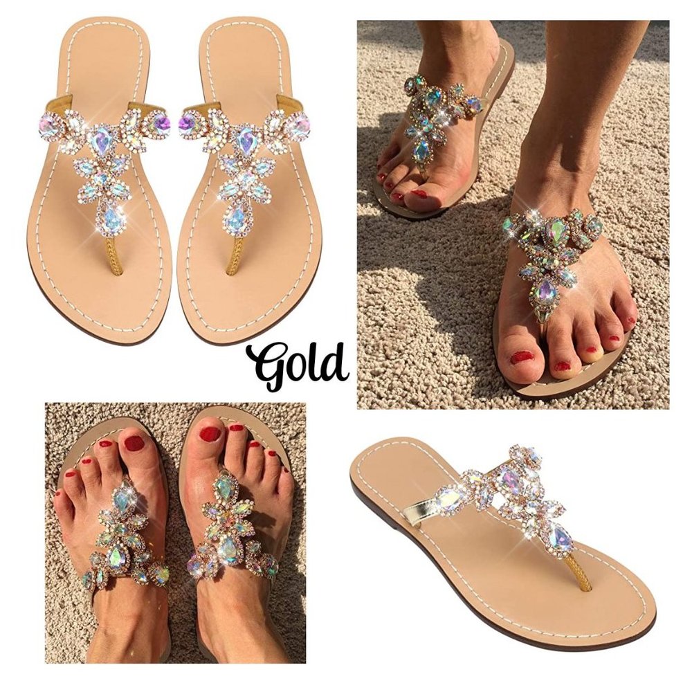 NEW Sparkling Bling Swarovski Crystal Rhinestone Sandals Beach Wedding S… - Picture 15 of 16